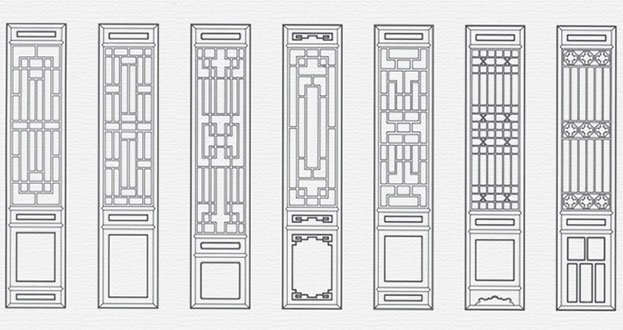 太湖常用中式仿古花窗图案隔断设计图